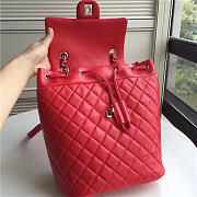 Chanel Lambskin Backpack Red Silver Hardware P1200 - 3