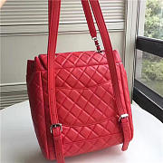 Chanel Lambskin Backpack Red Silver Hardware P1200 - 5