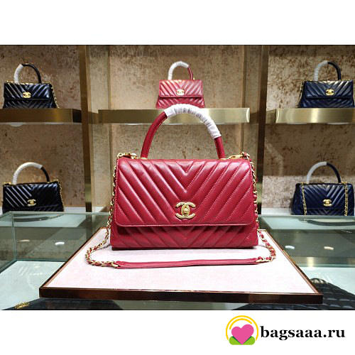 Chanel Coco Handle Bag Red with Gold Hardware - 1