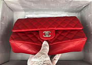 Chanel Flap Bag Lambskin Red With Silver Hardware - 5