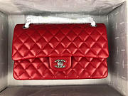 Chanel Flap Bag Lambskin Red With Silver Hardware - 6