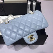 Chanel Flap Bag Lambskin Light Blue with Gold Hardware 20CM - 5