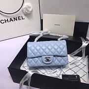 Chanel Flap Bag Lambskin Light Blue with Silver Hardware 20CM - 1