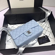 Chanel Flap Bag Lambskin Light Blue with Silver Hardware 20CM - 6