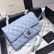 Chanel Flap Bag Lambskin Light Blue with Silver Hardware 20CM - 2