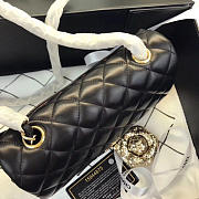 Chanel Flap Bag Lambskin Black with Gold Hardware 20CM - 3