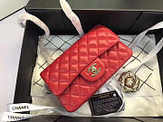 Chanel Flap Bag Lambskin Red with Gold Hardware 20CM - 3
