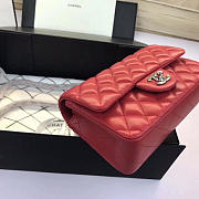 Chanel Flap Bag Lambskin Red with Silver Hardware 20CM - 6