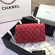 Chanel Flap Bag Lambskin Red with Silver Hardware 20CM - 5
