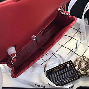 Chanel Flap Bag Lambskin Red with Silver Hardware 20CM - 3