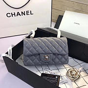 Chanel Flap Bag Lambskin Gray with Silver Hardware 20CM - 3