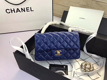 Chanel Flap Bag Lambskin Blue with Gold Hardware 20CM