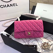 Chanel Flap Bag Lambskin Rose Red with Gold Hardware 20CM - 5