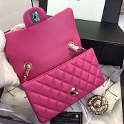 Chanel Flap Bag Lambskin Rose Red with Gold Hardware 20CM - 6