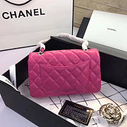 Chanel Flap Bag Lambskin Rose Red with Silver Hardware 20CM - 4