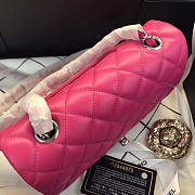 Chanel Flap Bag Lambskin Rose Red with Silver Hardware 20CM - 3