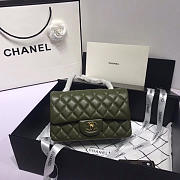 Chanel Flap Bag Lambskin Dark Green with Gold Hardware 20CM - 6