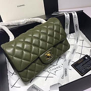 Chanel Flap Bag Lambskin Dark Green with Gold Hardware 20CM - 3