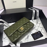 Chanel Flap Bag Lambskin Dark Green with Gold Hardware 20CM - 2