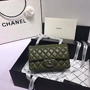 Chanel Flap Bag Lambskin Dark Green with Silver Hardware 20CM - 5