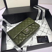 Chanel Flap Bag Lambskin Dark Green with Silver Hardware 20CM - 3