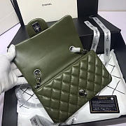 Chanel Flap Bag Lambskin Dark Green with Silver Hardware 20CM - 2