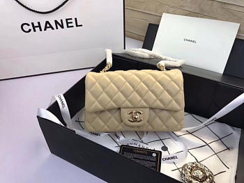 Chanel Flap Bag Lambskin Apricot with Gold Hardware 20CM