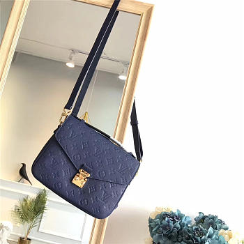 Louis Vuitton Cowskin Pochette Metis Bag with Navy Blue M41485 monogram empreinte