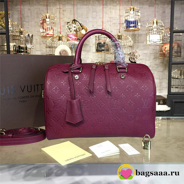 Louis Vuitton SPEEDY Bag with Wine Red 30cm - 1