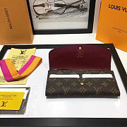 Louis Vuitton Designer Women's Wine Red Wallet in Monogram Canvas Emilie - 2