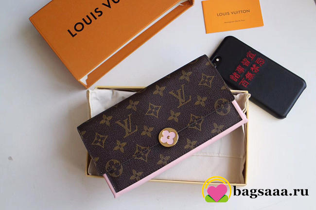 Louis Vuitton Flore Pink Wallet Monogram Small Leather - 1