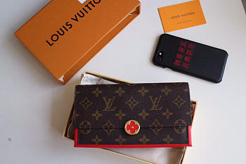 Louis Vuitton Flore Red Wallet Monogram Small Leather M64585