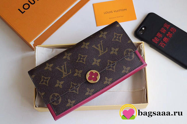 Louis Vuitton Flore Fuchsia Wallet Monogram Small Leather - 1