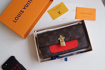 Louis Vuitton Monogram Unisex Long Wallets with Red M62577