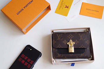 Louis Vuitton Flower Compact Monogram Unisex Wallets with Black