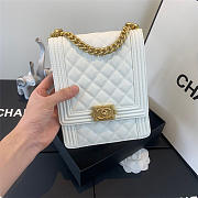 Chanel Boy Hangbag Calfskin White with Gold Hardware AS0130 - 3