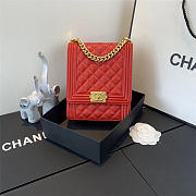 Chanel Boy Hangbag Calfskin Red with Gold Hardware AS0130 - 6