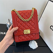 Chanel Boy Hangbag Calfskin Red with Gold Hardware AS0130 - 4