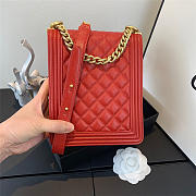 Chanel Boy Hangbag Calfskin Red with Gold Hardware AS0130 - 3