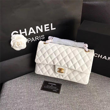 Chanel Jumbo Cowskin Flap White Bag With Gold Hardware 25cm
