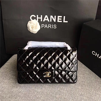Chanel Jumbo Cowskin Flap Black Bag With Silver Hardware 25cm