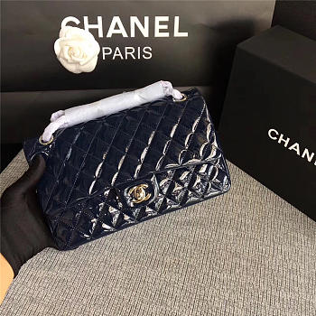 Chanel Jumbo Cowskin Flap Navy Blue Bag With Silver Hardware 25cm