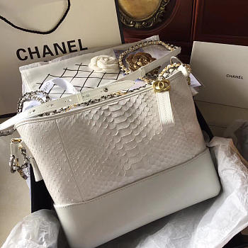 Chanel Gabrielle Snakeskin small hobo bag White 20cm