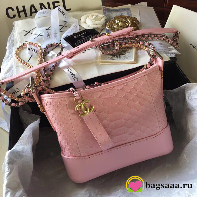 Chanel Gabrielle Snakeskin small hobo bag Pink 20cm - 1