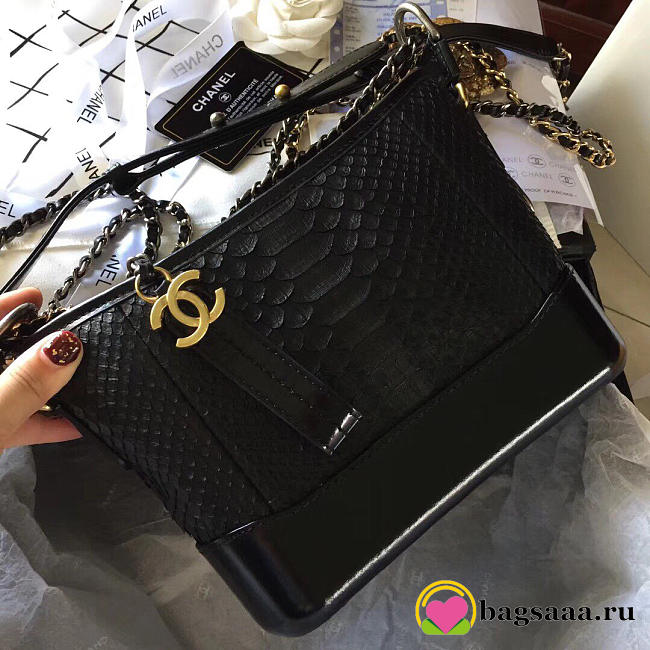 Chanel Gabrielle Snakeskin small hobo bag Black 20cm - 1