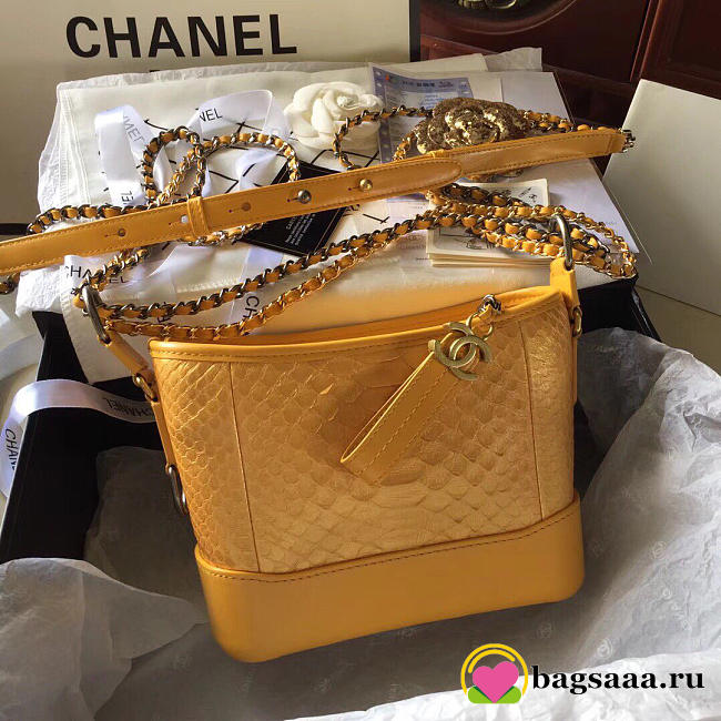 Chanel Gabrielle Snakeskin small hobo bag Yellow 20cm - 1