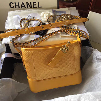 Chanel Gabrielle Snakeskin small hobo bag Yellow 20cm