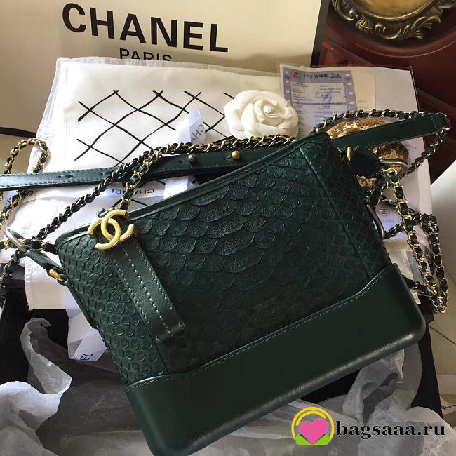 Chanel Gabrielle Snakeskin small hobo bag Green 20cm - 1