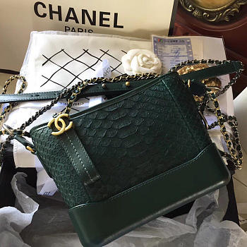 Chanel Gabrielle Snakeskin small hobo bag Green 20cm
