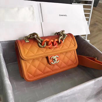 Chanel Original small Cowskin Flap Bag with Orange